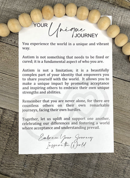 Autism Awareness Story Ornament: Your Unique Journey