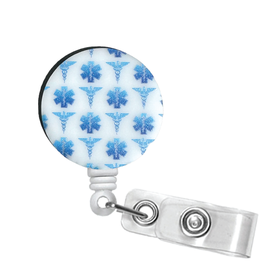 Blue Medical Symbol Badge Reel