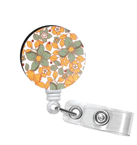 Retro Florals Badge Reel